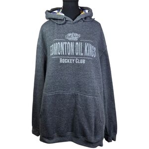 Edmonton Oil Kings Charcoal Hoodie With Plaid Hood Inside Size XXL